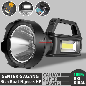 Senter LED COB Terang & Powerbank Waterproof