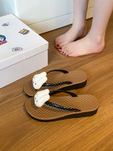 [Free Shipping] 2025 New Cartoon Cute Miffy Rabbit Summer Outdoor Fashion Height-Increasing Wedge Flip-Flops Non-Slip Sandals