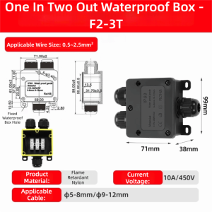 MARINI Đạt chuẩn IP68 Hộp nối chống thấm ngoài trời Chất chống cháy kín 2-6 Đường Hộp nối chống thấm nước IP68 Điều khiển kết nối dây điện Nhựa PC Hộp bảo vệ kết nối cáp Sử dụng ngoài trời