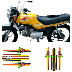 STIKER STRIPING LIS LES BODY MOTOR HONDA WIN 100 WARNA KUNING-ORANGE 1SET STANDAR