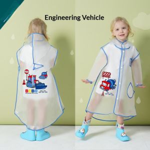 Kisss Baby children raincoat เสื้อกันฝนเด็ก เสื้อกันฝนใสสำหรับนักเรียน ลายการ์ตูน เสื้อกันฝนสำหรับเด็กผู้ชายและเด็กผู้หญิง เสื้อกันฝนแบบฮู้ด พกพาสะดวก 80-135cm