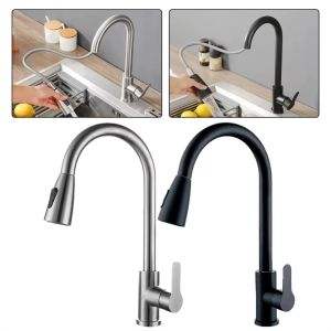 LONGB Pull Out Kitchen Faucets 360° Rotating Stainless Steel  Cold Taps Durable Splash-proof Kitchen Sink Tap Kitchen Sink