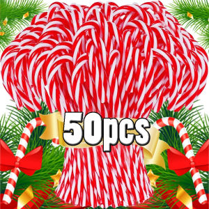 50pcs Acrylic Candy Cane Pendant / Christmas Tree Twisted Crutch Hanging Decorations / Christmas Glitter Candy Cane Crutch Pendant / Christmas Tree Hanging Decoration