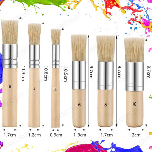 Wooden Mont Marte Stencil Brush Round Head Art Paint Painting Set Pig Hair for Acrylic Oil Watercolor DIY Crafts 木柄猪鬃画笔套