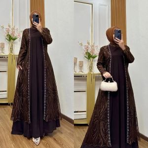 COD Alina Dress Ceruty Babydoll Brokat Gamis Dewasa Terbaru Viral Dress Wanita Kondangan Kekinian