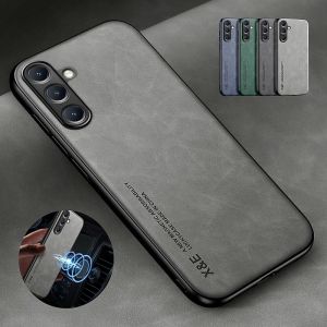 Luxury Leather Shockproof Case For Samsung Galaxy A16 A26 A36 A56 A06 5G Car Magnetic Holder Cover For Galaxy A 56 36 16 Fundas