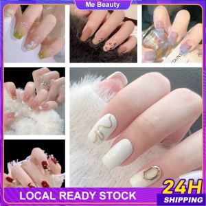 24 Pcs Fake Nails Set With Glue 2023 Fashion French Finger Nail Art Design DIY