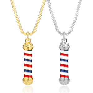 Hip Hop Barber Poles Chain Necklace Featuring 3D Designd Decoration for Professional Hairdressers Stylish Outfits