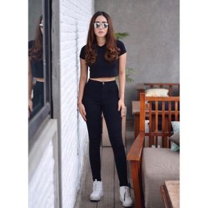 CELANA HIGHWAIST BASIC SOFT JEANS WANITA CELANA PREMIUM HWS PANTS STRETCH KEKINIAN BARU JEANS WANITA