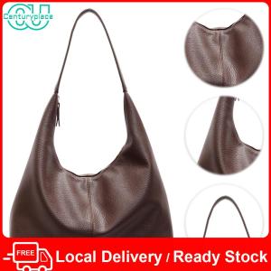 [Local Delivery] Slouchy Hobo Bag for Women Zipper Closure Shoulder Bag PU Leather Solid Color Underarm Bag Handbag for Travel Shopping Work