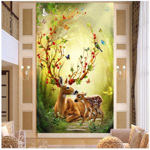 Tranh gắn đá đính kín toàn bộ Nai Mẹ Nai Con Trong Rừng (Tài Lộc Thịnh Vượng) MH2183