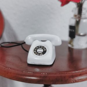 DAWEIF Rotary Miniature Simulated Telephone Vintage 1:12 Doll House Dollhouse Miniature Phone Model Furnishings Model Mini Phone Retro Telephones Model Dollhouse Children Toys