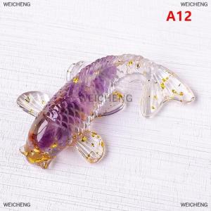 [COD] WEICHENG Stone Gravel Lucky Koi Fish Figurine Resin Mini Quartz Fancy Carp Statue Home Decor Desk Ornament Gift