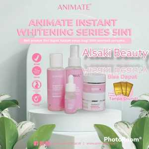 Paket Glowing Animate skin care Instant Whitening 5 in 1 Bonus Logam Mulia Tanpa di Undi / Paket Kecantikan Cream dan Serum Untuk Perawatan Wajah Sudah BPOM