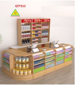 Bàn tính tiền siêu thị Bàn thu ngân thiết kế tiện lợi QTT312
