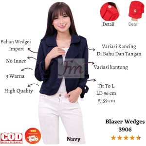 Femme Ols Blazer Pakaian Kerja Formal Bahan Wedges Fashion Wanita 3906
