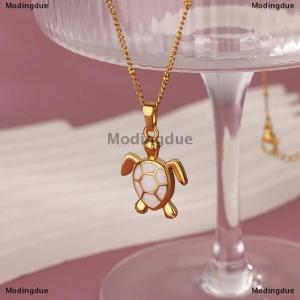 [COD] Modingdue Creative Sea Turtle Conch Pendant Necklace For Women Girls Exquisite Stainless Steel Pendant Clavicle Chain Jewelry Accessories