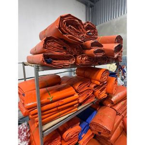 Bạt che nắngche mưa 2 mặt xanh cam Đủ cỡ Bạt may viền- luồn dây thừng lồng sào[bạt khổ từ 4M 5M 6M X10M -8k/M vuông
