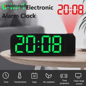 [Homedesigntly]Digital Projection Alarm Clock with Brightness Control for Bedroom and Office Decor Modern Bedside Clock with Large Display
