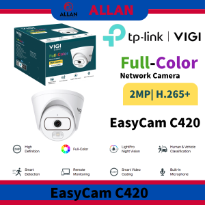 TP-Link VIGI C420 2MP IR Turret Network Camera Full HD Security PoE ONVIF Corridor Mode Night Vision H.265+ Smart Detection 2.8mm Lens EasyCam
