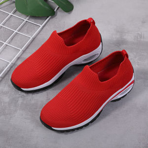 New Woman Air Cushion Slip On Sneakers Shoes for Lady Sport Shoes Comfortable Black Walking Shoes