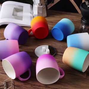 【Fans Tone】Gradient Colorful Mug with Large Handle Assorted Colors Coffee Mugs for Tea Coffee Hot Chocolate Safe for Microwave and Dishwasher 350ml