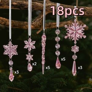 CONISTON 18pcs Teardrop Shape Christmas Tree Decor Clear Acrylic Sparkling Christmas Hanging Ice Bars Ornament Shock-Resistant Icicle Decorations Pendant Christmas Trees