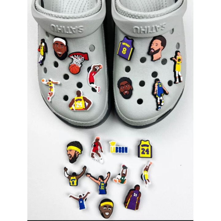 New Jibbitz NBA Star James/Kobe Lakers Thompson Curry set Jibbitz Crocs