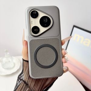 For Huawei Pura 80 Pro Case Hard PU+PC Magnetic Wireless Charging Protective Back Cover case For huawi Pura 70 80Pro Phone Shell