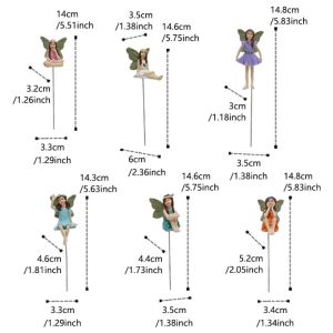 UNMEGONI 6PCS Multicolor Miniature Fairy Figurine Beautiful Wings Glow in The Dark Fairy Bonsai Ornament Creative Resin Fairy Tale Scene Decoration For Garden Decor