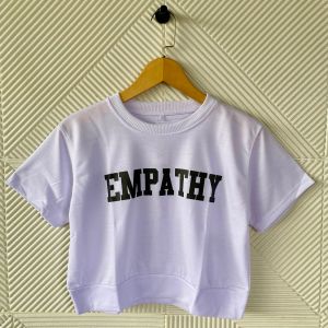 Kaos Crop Top Wanita Lengan Pendek Empathy - Pakaian Wnaita - T-Shirt Kaos Sablon Wanita Terbaru