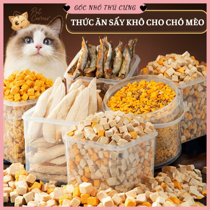 Thức ăn sấy khô cho chó mèo cao cấp (Ức gà, lòng đỏ trứng, chim cút ...