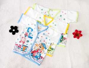 (6 PCS) BAJU BAYI LENGAN PENDEK KANCING DEPAN NEW BORN PUTIH HALUS
