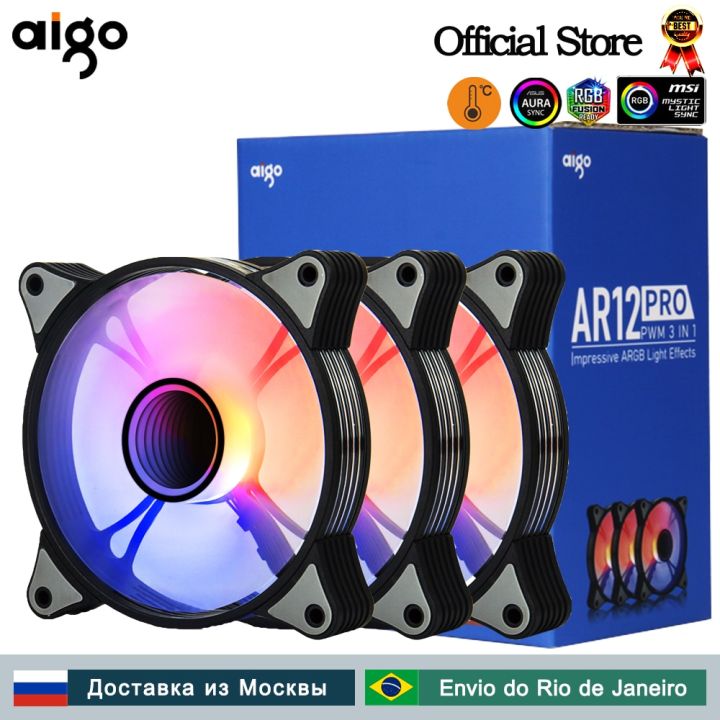 In promotion Aigo AR12PRO 120Mm Rgb Fan 4Pin PWM Argb Cooling Fan ...