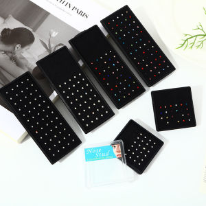 40pcs Rhinestone Nose Ring Bone 2mm Hypoallergenic Stud 316L SurgicalBody Piercing Earrings Gift