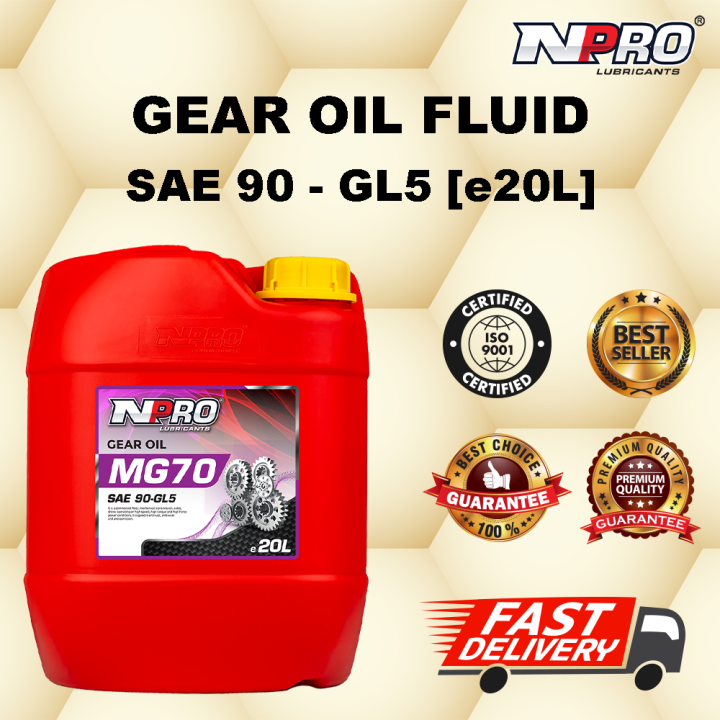 NPRO MG70 GEAR OIL FLUID SAE 90 GL5 20L Minyak Hitam Gearbox Manual