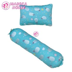Bộ gối nằm và gối ôm cho bé gòn lông vũ vải Cotton Satin Hàn Quốc êm mềm mát giúp bé ngủ sâu ngủ ngon