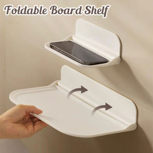 Foldable Plate Shelf Plastic Wall-mounted Folding Plate No Punching Rack Bathroom Bedroom Toilet Storage Plate