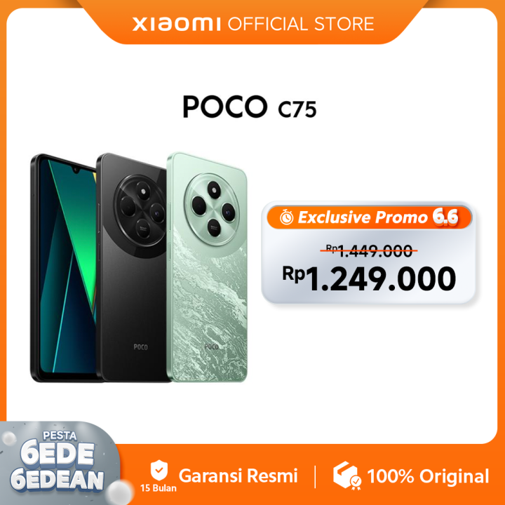 POCO C75 (6/128GB) (8/256GB) | Layar 6,88" | 50MP AI | Refresh rate 120 Hz | Baterai 5.160mAh | 18W Pengisian cepat | RAM hingga 16GB dengan fitur ekspansi | NFC | Garansi 15 bulan [Official Store]