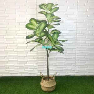 Pohon Hias Tanaman Plastik Bahagia Hijau X3 T140 Latex Cover Pot Purun Belly S Dekorasi Rumah Aesthetic