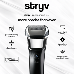 Stryv PreciseShave 2.0 2-in-1 Foil Shaver with Retractable Trimmer Smart Display Electric Shaver