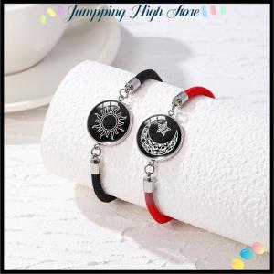 【Jumpping】 2pcs Set Luminous Couple Sun Moon Bracelet For Women Men Adjustable Woven Rope Charm Friendship Girlfriend Party Jewelry Gifts