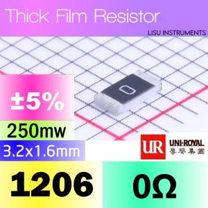 50 BUAH - 0Ω 1206 ±5% SMD Thick Resistor 0R 0 1206W4J0000T5E UNI-ROYAL - 50 BUAH