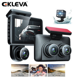 EKLEVA 4.0 Inch 3 Lens Car Black Box Dash Cam HD 1080P 360 Degree Wide Angle Car Camera DVR Video Recorder Dashcam