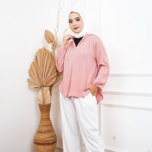 AQILA - LIVIA TOP BLOUSE LADY CRUSH KEMEJA WANITA OVERSIZE KERAH V