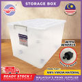 MAXONIC 75L TRANSPARENT STORAGE BOX WITH WHEELS & HANDLE. 