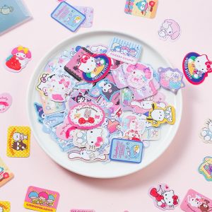 40PCS Sanrio Stickers Melody Kuromi Cinnamoroll Pochacco Cute Cartoon Paper Stickers PVC Storage Bag