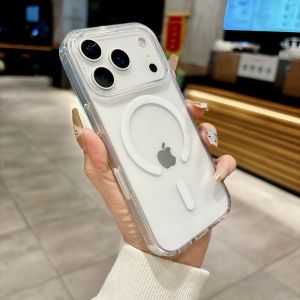 Luxury Original For Magsafe Magnetic Wireless Charging Case For iPhone 17 16 18 Pro Max 16 Plus Clear Acrylic Hard Cover Fundas