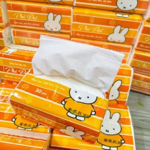 Khăn giấy Phú Đạt 3 lớp với 100% bột giấy siêu dai không bụi giấy. 250 tờ
