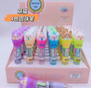 Mini Pen with Cute Cartoon Character Multicolor Ballpoint Pen Writing Children Day Goodie Bag Children Day